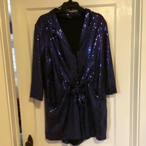 City Chic Blue Sequins Romper